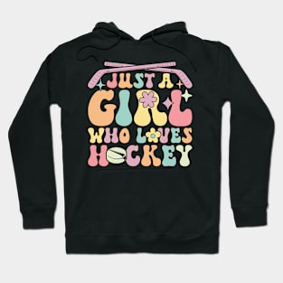 Just A Girl Who Loves Ice Hockey Groovy Hockey Girl Hoodie